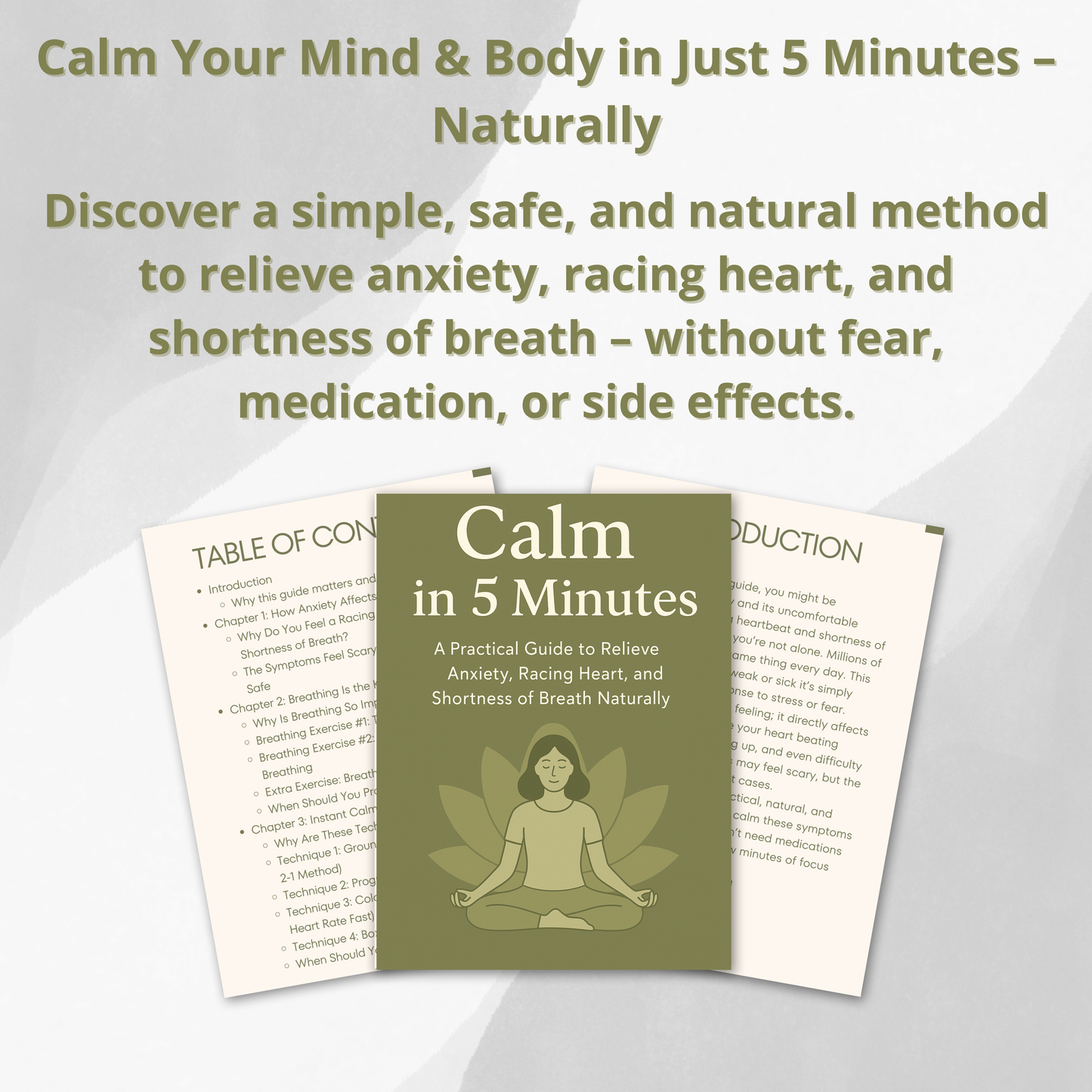 Calm in 5 Minutes: A Practical Guide to Relieve Anxiety, Racing Heart & Shortness of Breath Naturally (Digital eBook)